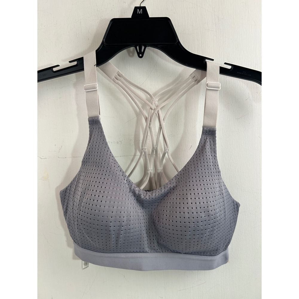 Victoria Sport Sports Bra 34B Grey Strappy Back Perforated Activewear Women